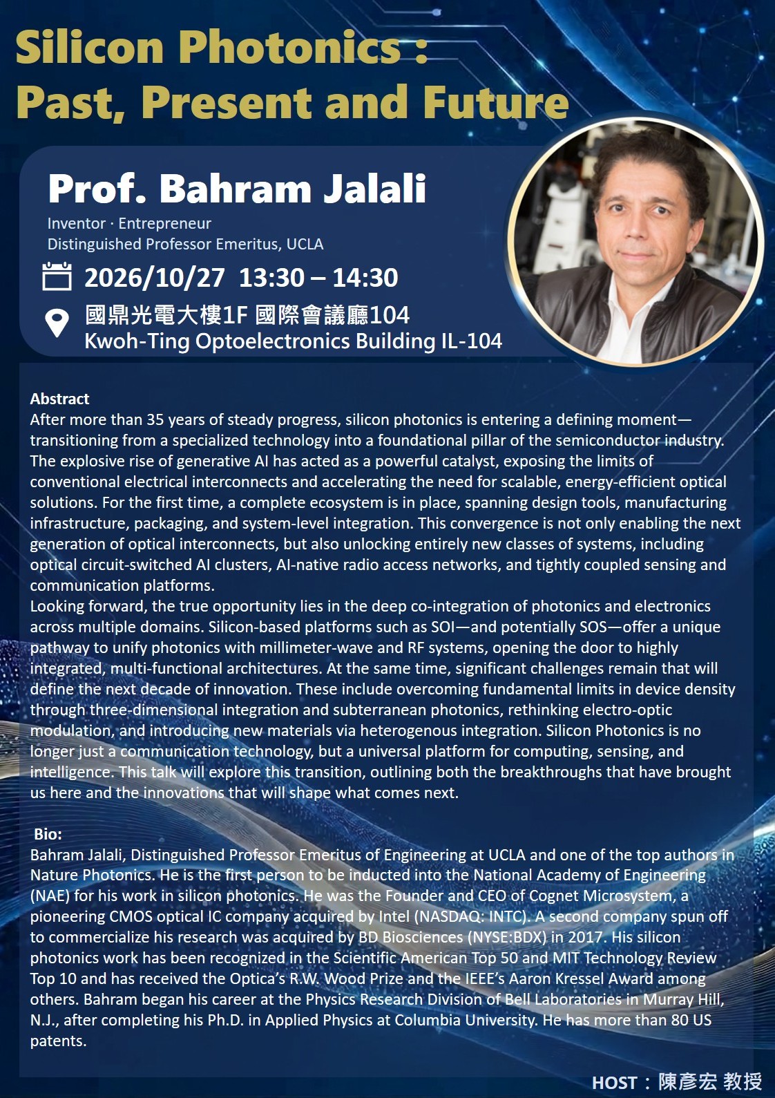 演講主題Silicon Photonics: Past, Present and Futureu